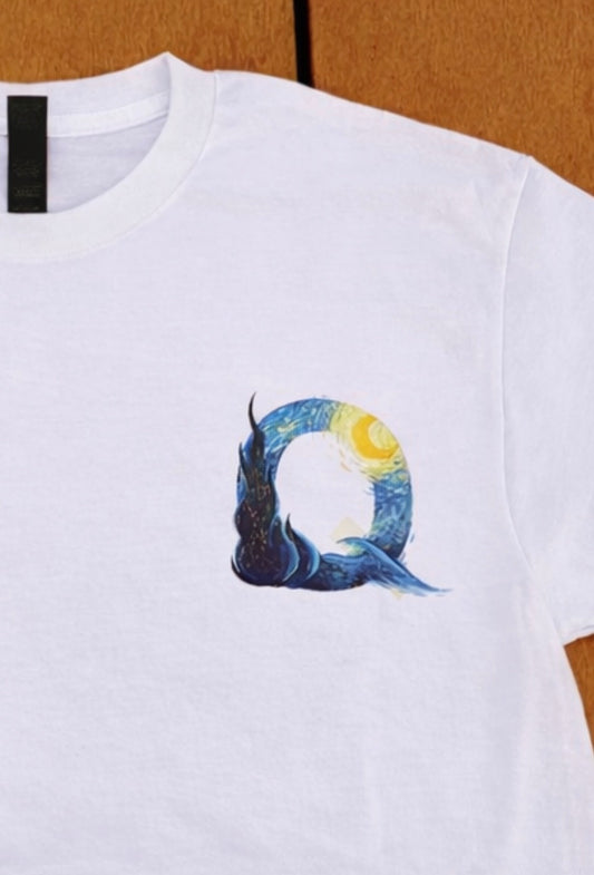 Lizzart Ocean Q Minimal Art T-Shirt – Premium White Edition